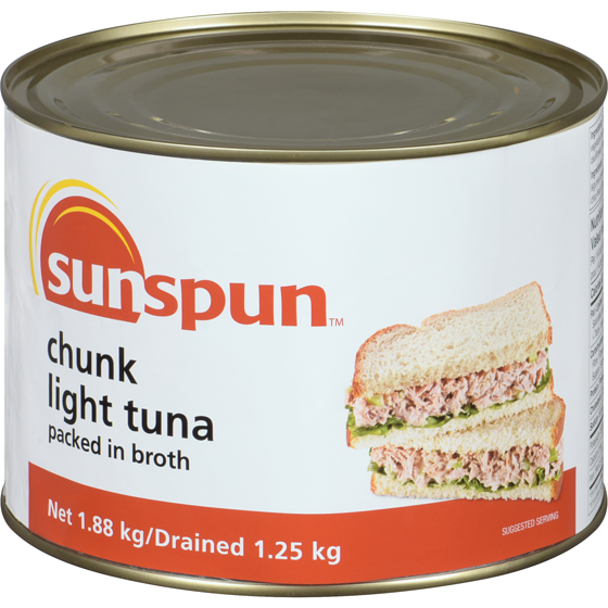 Sunspun Chunk Light Tuna Packed In Broth 1.88 kg, $0.82/100g