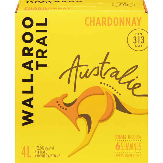 Wallaroo Trail Vin blanc Wallaroo Trail BIN 313 Chardonnay, 4 L (Pièce d’identité requise au moment du ramassage) 4 l, 1,10 $/100ml