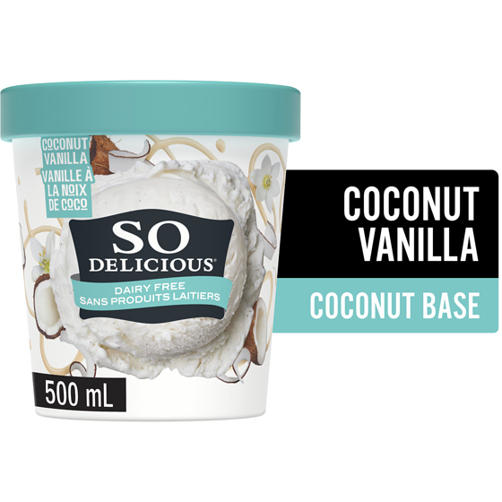 So Delicious Dairy Free Coconut-Based Frozen Dessert, Vanilla Bean 500 ml, $1.50/100ml