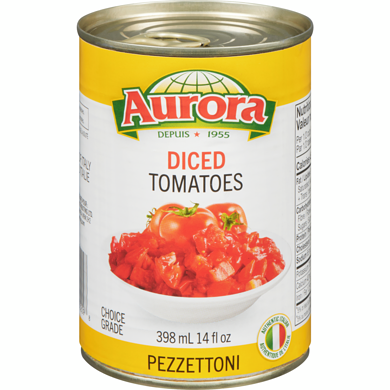 Aurora Diced Tomatoes 398 ml, $0.25/100ml