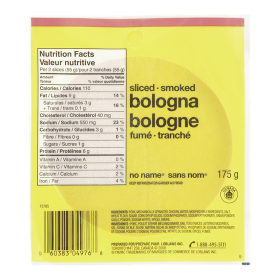 Sans Nom Bologne 175 g, 17,14 $/1kg 1,71 $/100g