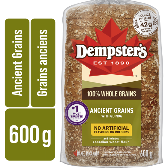 Dempster 100% Whole Grains Ancient Grains with Quinoa Bread 600 g, $0.75/100g