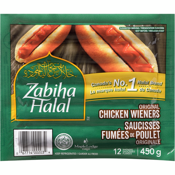 Zabiha Halal Chicken Wieners Original 450 g, $1.00/100g