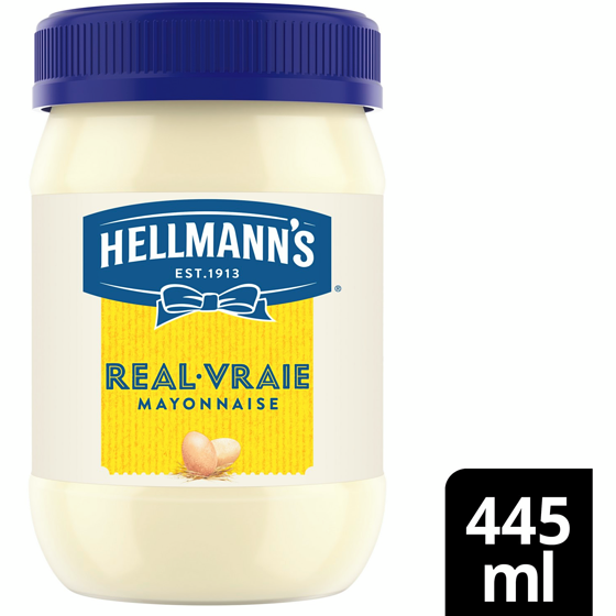 Hellmann’s Mayonnaise idéale pour les frites, burgers et salades Vraie 445 ml, 1,24 $/100ml
