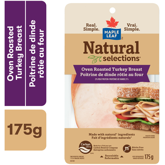 Maple Leaf Natural Selections Sliced Deli Turkey Breast, Oven Roasted 175 g, $48.57/1kg $4.86/100g