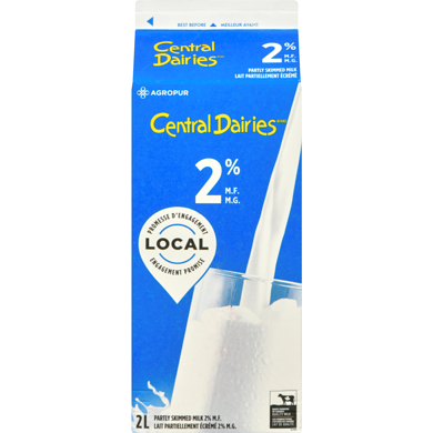 Central Dairies 2% Milk 2 l, $0.24/100ml