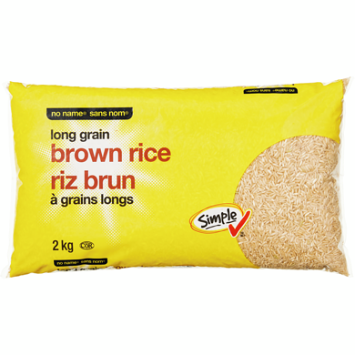 Sans Nom Riz brun à grains longs 2 kg, 0,35 $/100g