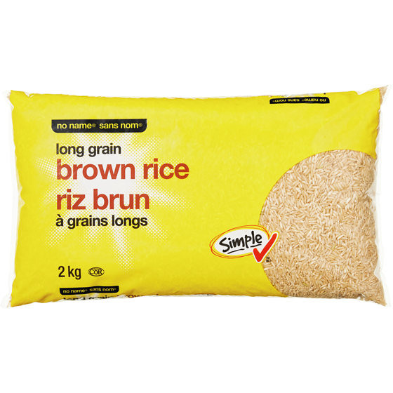 No Name Long Grain Brown Rice 2 kg, $0.30/100g