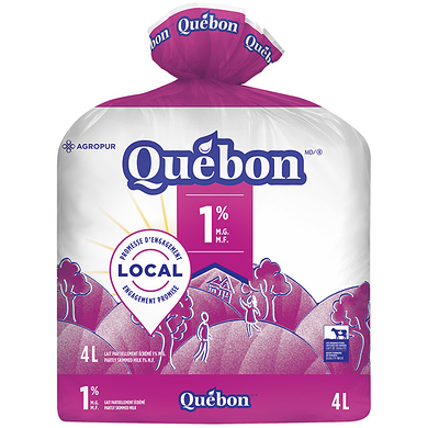 QUÉBON Lait 1 % 4 l, 0,19 $/100ml