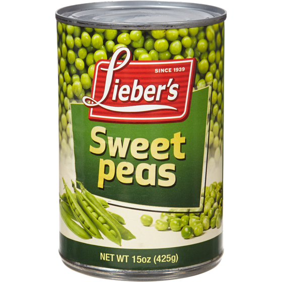 Liebers Sweet Green Peas 425 g, $1.06/100g