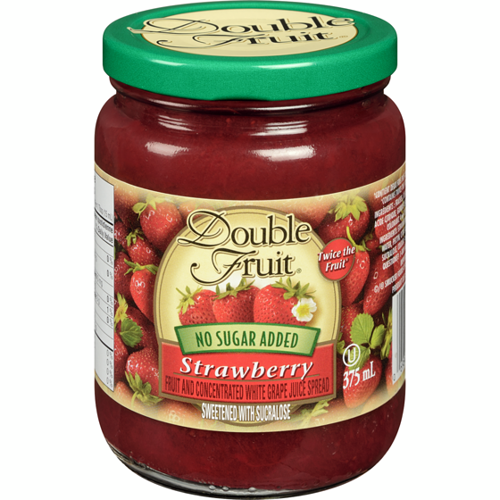 Smuckers Double Fruit No Sugar Added Strawberry Spread 375 ml, $1.73/100ml