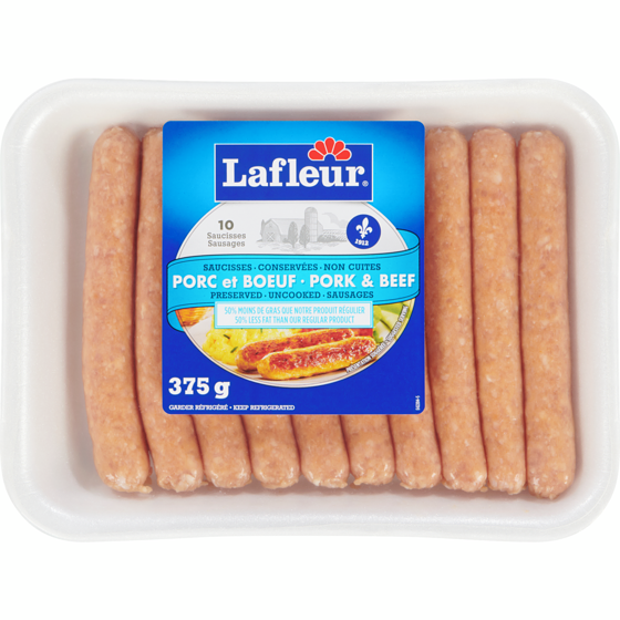 Lafleur Light Pork And Beef Sausage 375 g, $1.86/100g