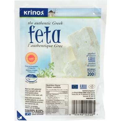 Krinos Greek Feta Cheese 200 g, $3.75/100g