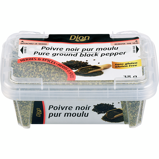 Dion Poivre noir pur moulu 38 g, 12,61 $/100g