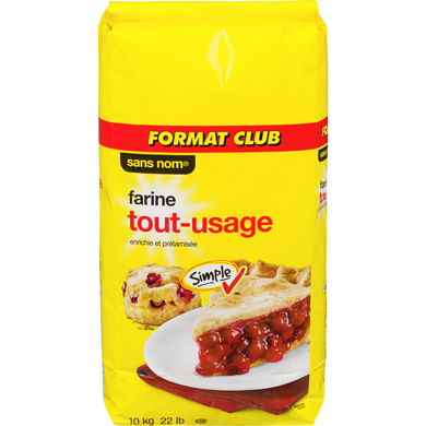 Sans Nom Farine tout-usage 10 kg, 0,10 $/100g
