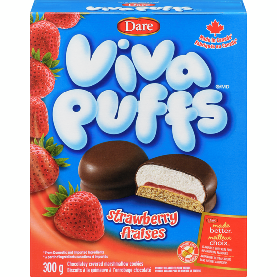 Dare Viva Puffs Strawberry Cookies 300 g, $0.83/100g