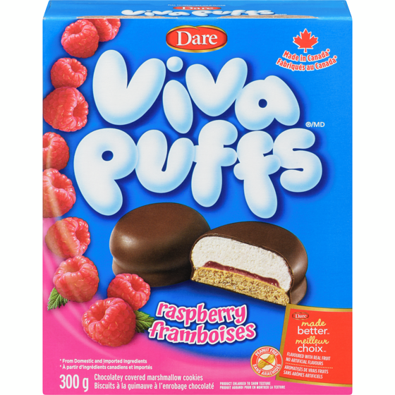 Dare Viva Puffs Raspberry Cookies 300 g, $1.17/100g