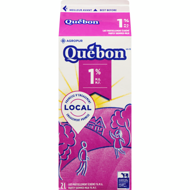 QUEBON 1% Milk 2 l, $0.22/100ml