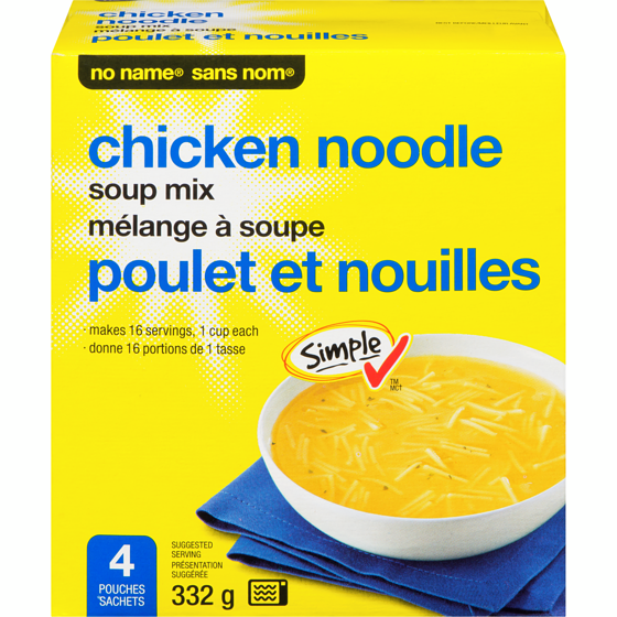 Sans Nom Mélange à soupe poulet et nouilles 4x83.0 g, 0,90 $/100g