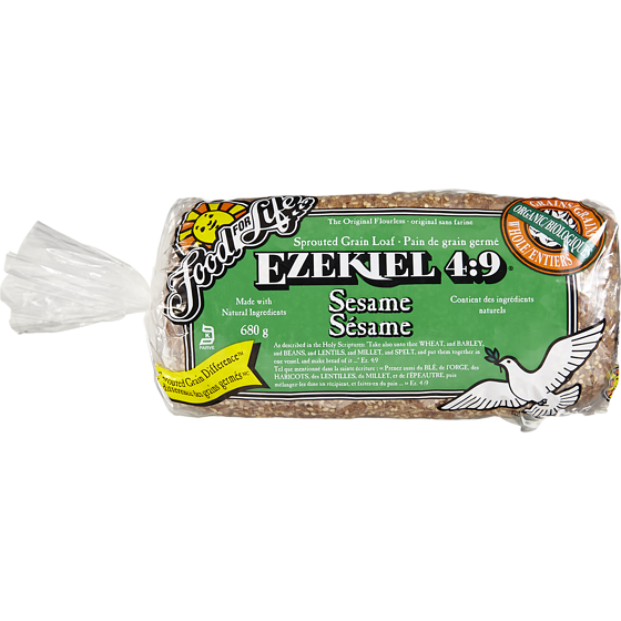 Food for Life Organic Ezekiel 4:9  Sprouted Whole Grain Loaf, Sesame 680 g, $1.69/100g