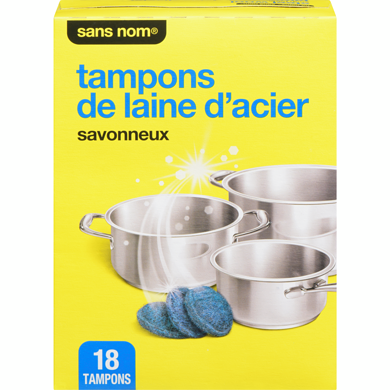 Sans Nom Tampons de laine d'acier savonneux 18 ea, 0,22 $/1ch