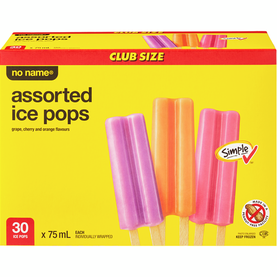Sans Nom Pops glacés assortis, format club 30x75.0 ml, 0,33 $/100ml