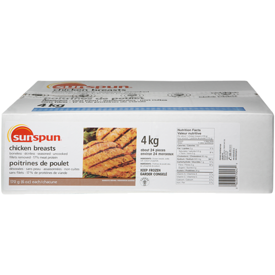 Sunspun Chicken Breasts, Frozen 4 kg, $1.65/100g