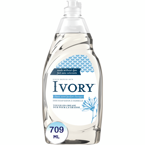 Ivoire Savon à vaisselle liquide classique, détergent à vaisselle, parfum original 709 ml, 0,77 $/100ml