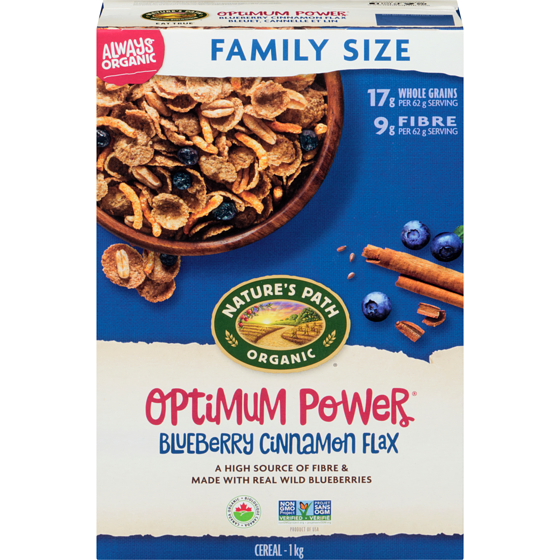 Nature's Path Organic Optimum Power Blueberry Cinnamon Flax Cereal 1 kg, $1.40/100g