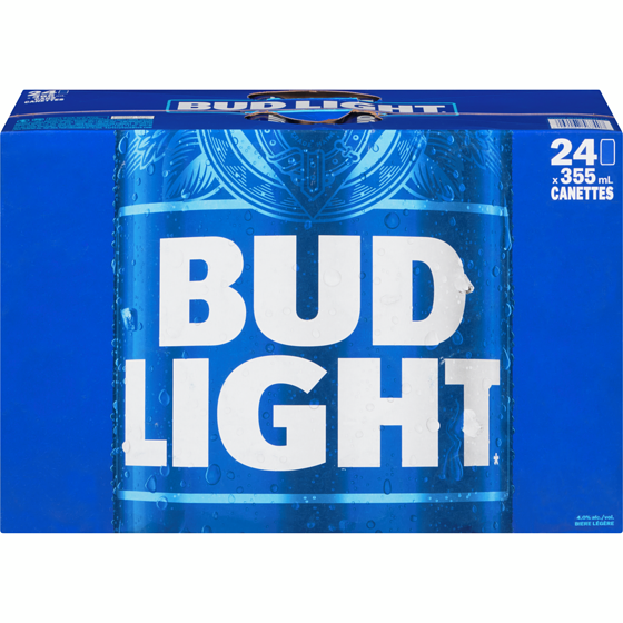 Bud Light Bière Bud Light, canettes (Pièce d’identité requise au moment du ramassage) 24x355.0 ml, 0,46 $/100ml