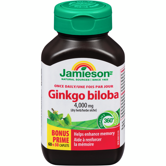Jamieson Ginkgo Biloba Caplets, 4,400 mg 90 ea, $0.23/1ea