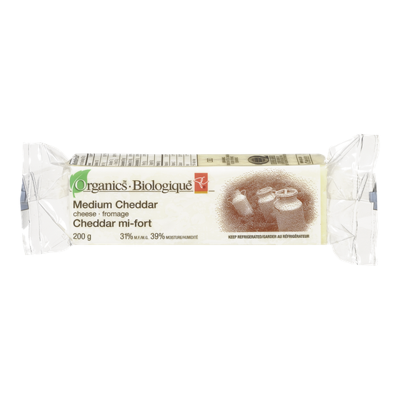PC Biologique Fromage Cheddar Mi-Fort 200 g, 4,00 $/100g