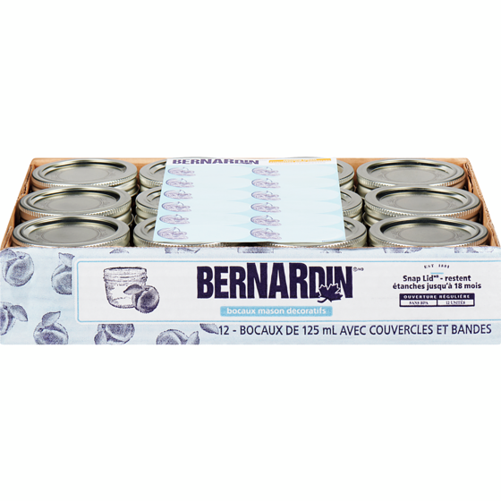 Bernardin Pots Mason décorés avec couvercles 12x125.0 ml, 1,00 $/100ml