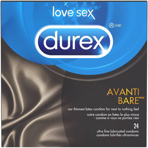 Durex Condoms en latex ultra-fins Avanti Bare 24 ea, 1,02 $/1ch