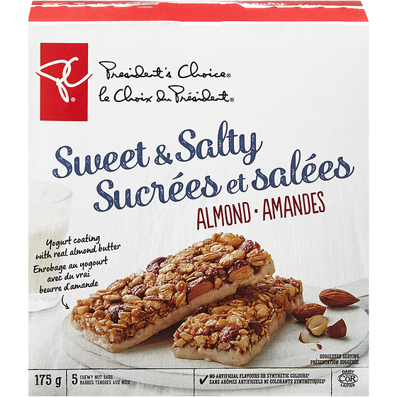 President's Choice Sweet and Salty Almond Chewy Nut Bars 175 g, $1.99/100g
