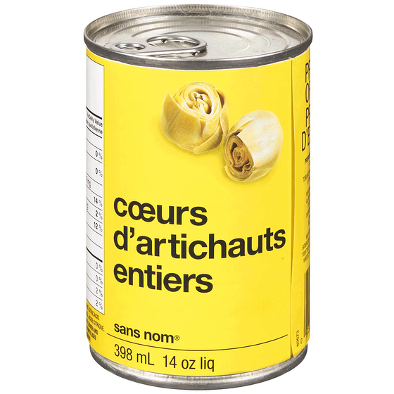 Sans Nom Cœurs d’artichauts entiers 398 ml, 0,88 $/100ml