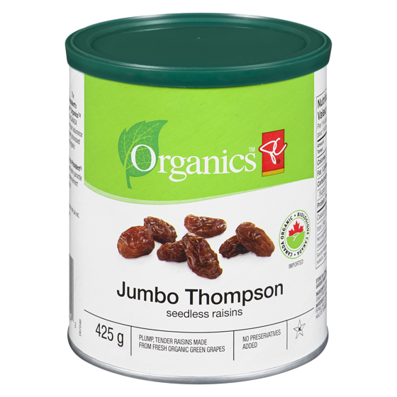 PC Organics Jumbo Thompson Seedless Raisins PC.ca