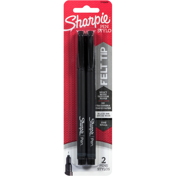 Sharpie Stylos Sharpie, pointe fine 0,8 mm, noir, paq./2 2x1.0 ea, 3,00 $/1ch