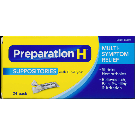 Preparation H Multisymptom Hemorrhoid Treatment Suppositories With Biodyne, 24Count 24 ea, $1.00/1ea