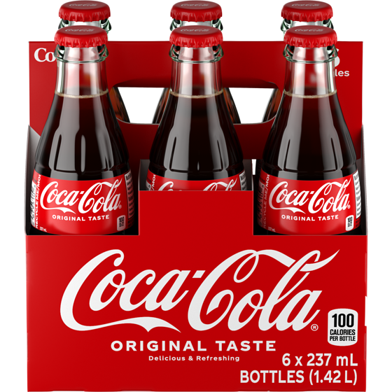 Coca-Cola Cola Glass Bottles 6x237.0 ml, $0.70/100ml