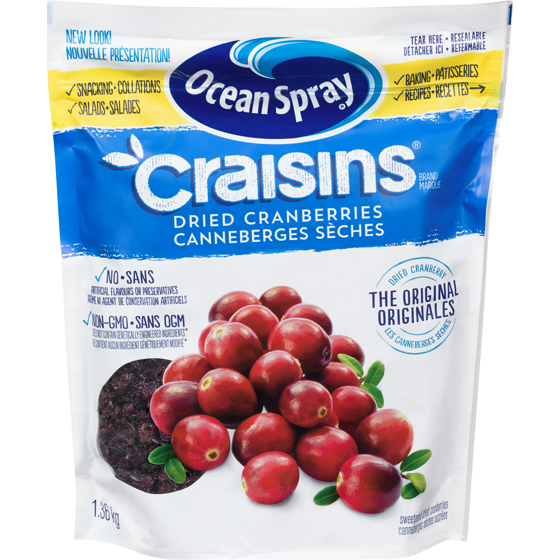 Ocean Spray Craisins Sweetened Dried Cranberries  1.36 kg, $0.96/100g