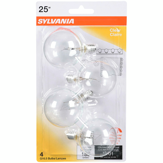 Sylvania G16 Globe 25W Light Bulbs, Clear 4 ea, $1.38/1ea