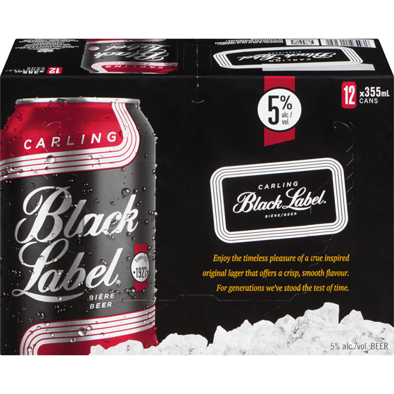 Black Label Lager (ID required at pick-up) 12x355.0 ml, $0.49/100ml