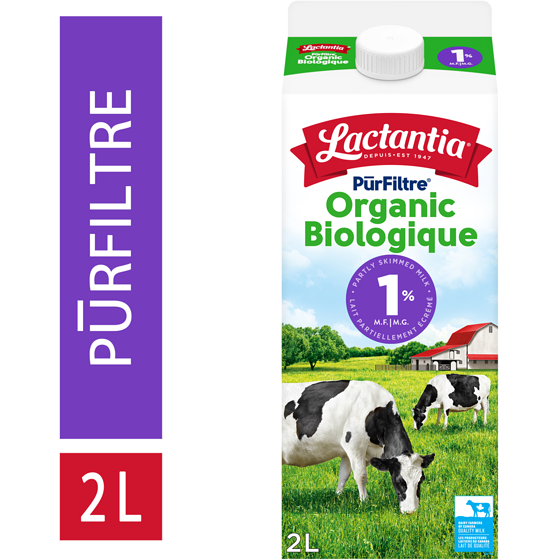 Lactantia Purfiltre Organic Partly Skimmed Milk 1% 2 l, $0.36/100ml
