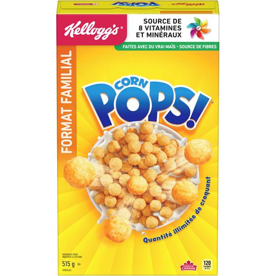 Kellogg’s Corn Pops Céréales Corn Pops, format familial 515 g, 1,17 $/100g