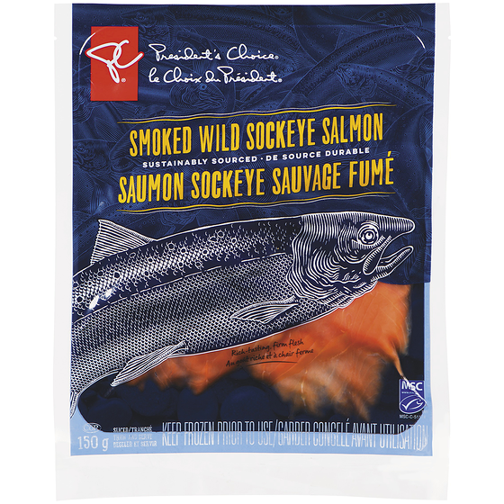 le Choix du Président Saumon sockeye sauvage fumé 150 g, 10,00 $/100g