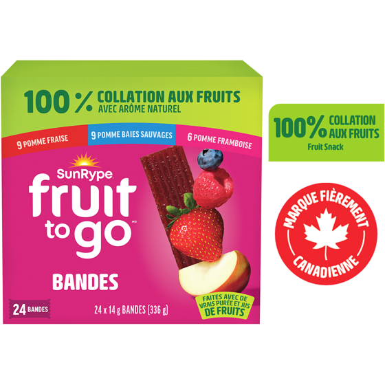 SunRype Boîte de collations 100% fruits Fruit To Go 24x14.0 g, 3,72 $/100g