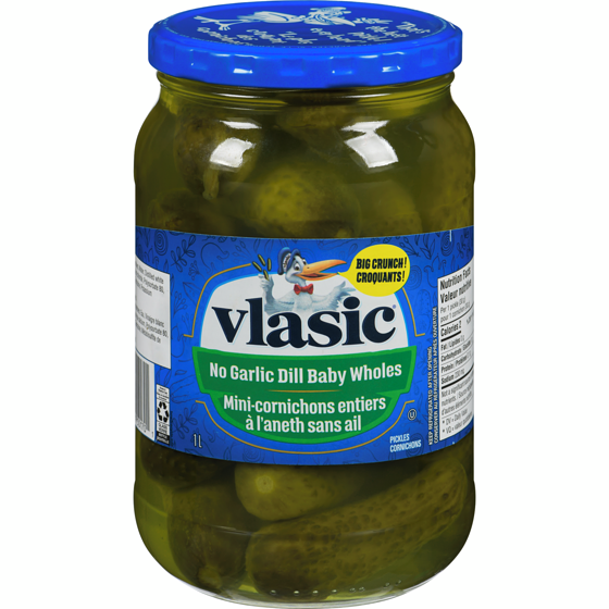 Vlasic Kosher Baby Dills, No Garlic 1 l, $0.75/100ml