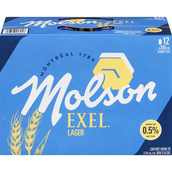 Molson Bière Exel 0,5 % d’alcool 12x355.0 ml, 0,30 $/100ml