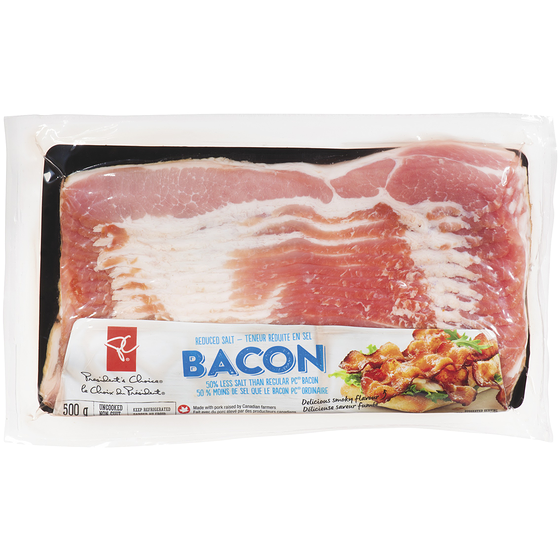 le Choix du Président Bacon à teneur réduite en sel 500 g, 2,00 $/100g